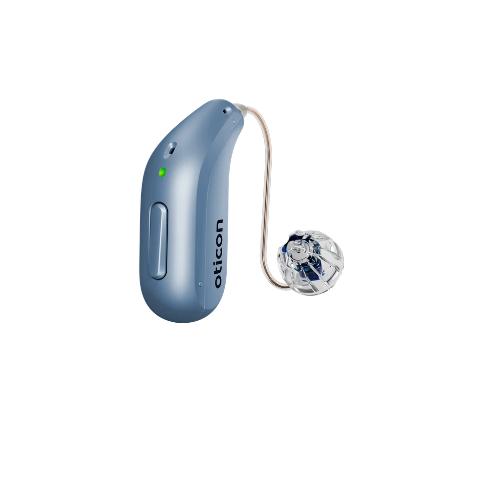 Appareil auditif Oticon Intent miniRITE avec écouteur déporté et dôme ouvert
